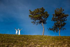 bridal couple on hill