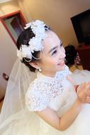 happy girl in wedding dress