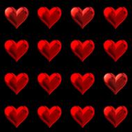 Red hearts on black background