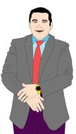 illustration man tie social happy