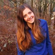 Girl Laugh in autumn forest