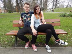 couple on girl and girl in park