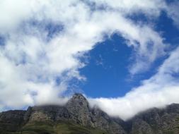 white clouds over the cliff