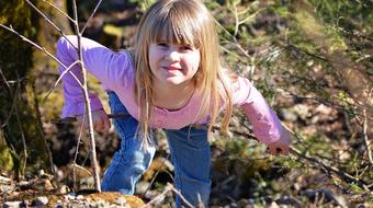 happy child in the woods