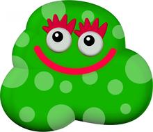 cartoon happy face green germ