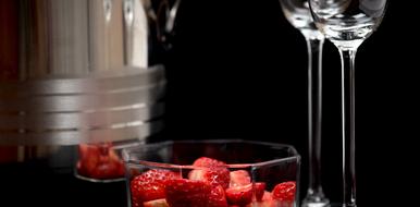 Strawberries Champagne Glasses