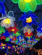 brightly colored lanterns on the street