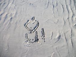 Love inscription on the sand