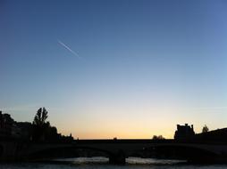 Sunset over the bridge and blue sky