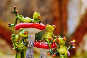Frogs Mushrooms Figures
