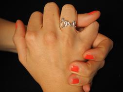 girl hands with a beautiful ring