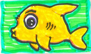 Child's drawing of a yellow fish