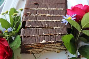 Wafer cake with flowers