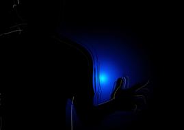 silhouette fear man dark blue