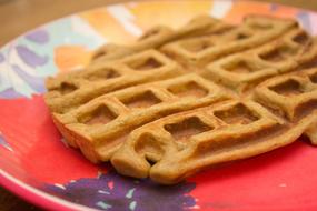 delicious dessert with cream waffle