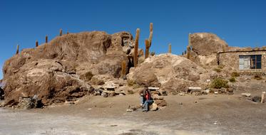 stone excavations with people landscape