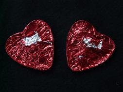 red hearts in foil