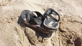 slippers for the beach on the sand