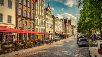 Image of street restaurants in Lubeck, Germany