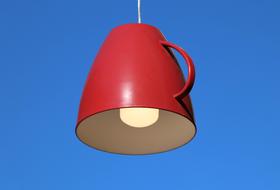 lamp in the shape of a red mug