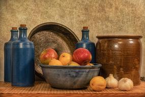 fruits and vegetables on the table in the kitchen