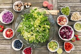 Salad, Fruits and berries