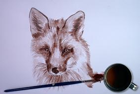 fox as drawing from coffee