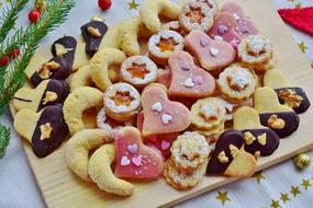 colorful handmade Christmas Cookies on tray