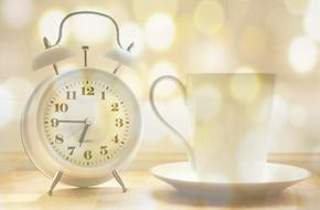 white Alarm Clock Coffee Cup