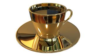 golden cup on a golden saucer