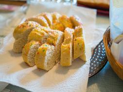 Beautiful and colorful Easter bread with anise, on the napkin