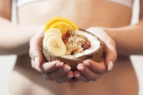 fruit salad in coconut