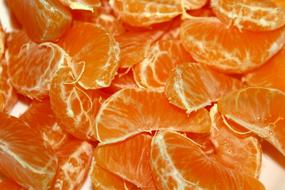 macro photo of mandarin slices