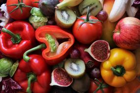 photo of many cut vegetables and fruits