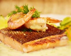 salmon fillet with shrimps