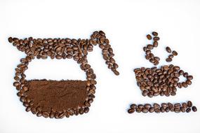 clipart of Coffee beans in shape of coffee cup