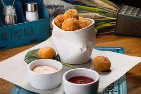 Balls Cheese with different sauces