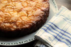 home baked Pie on plate, detail