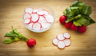 fresh Radish in bowl on table