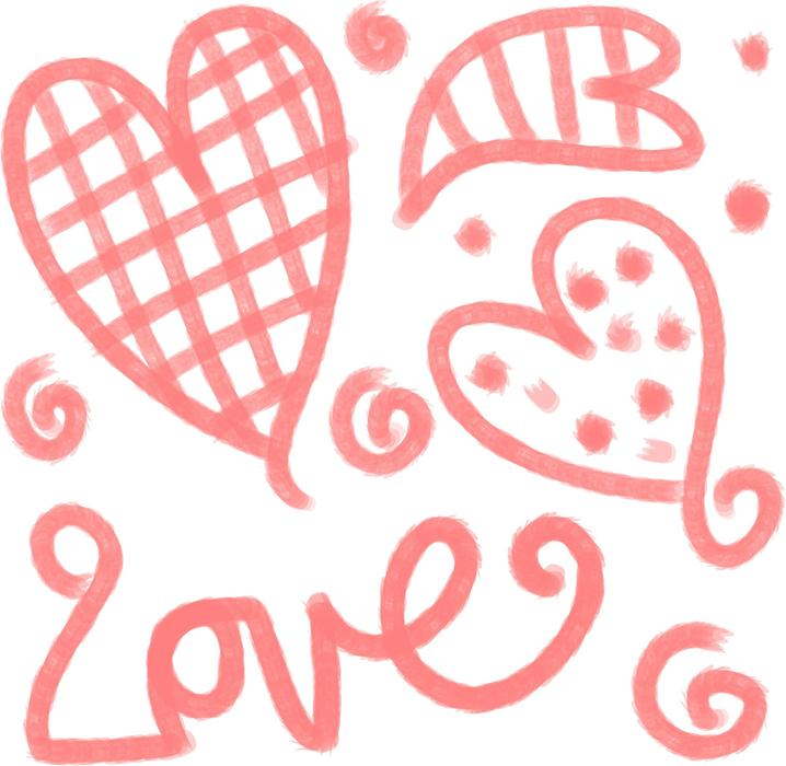 love hearts shapes text type