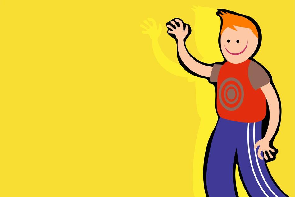 cartoon redhead child boy waving
