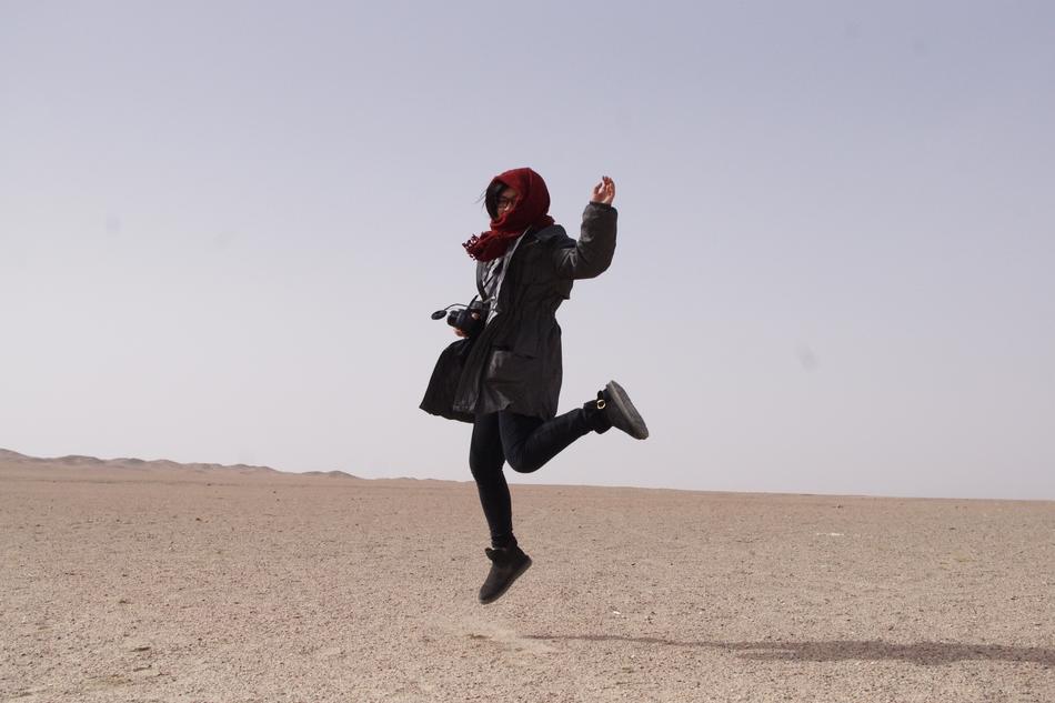 Tourism Happy Jumping woman