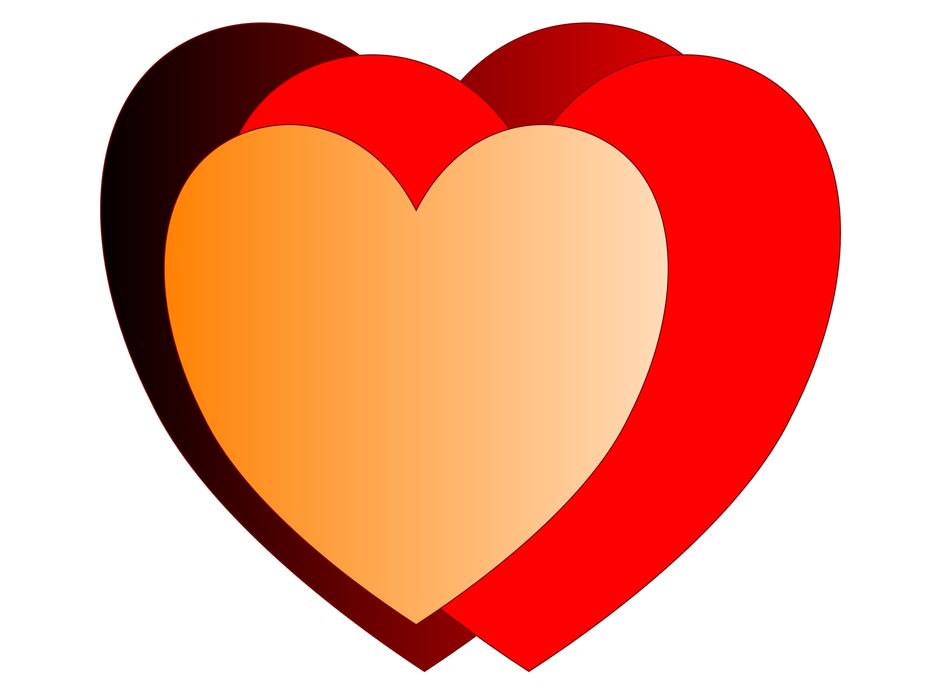 red hearts love care valentine