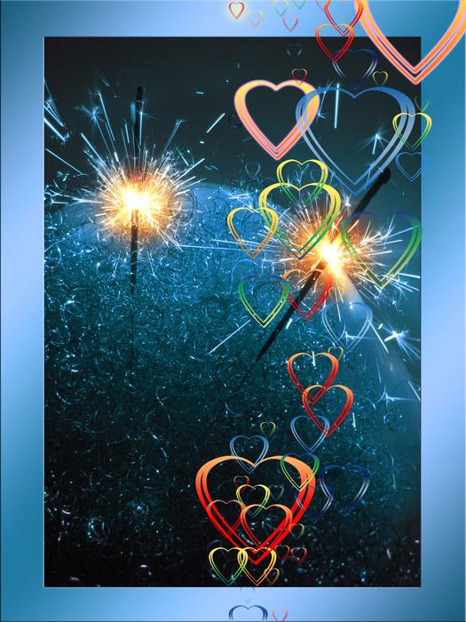 sparkler heart love luck greeting