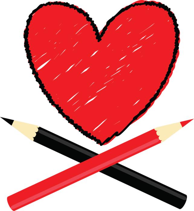 heart love red black pencil