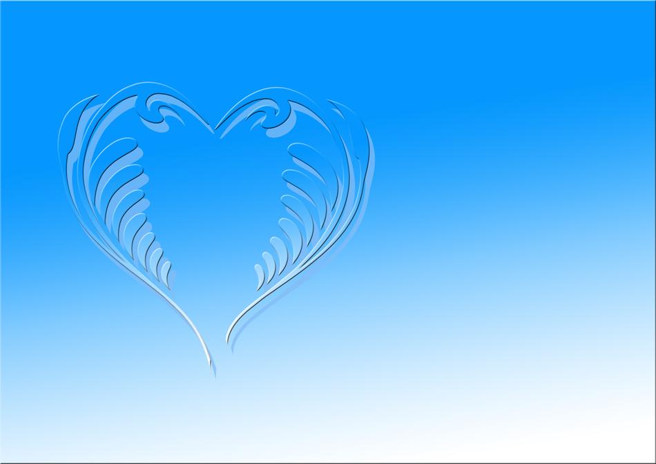 heart outline at blue blur background, greeting