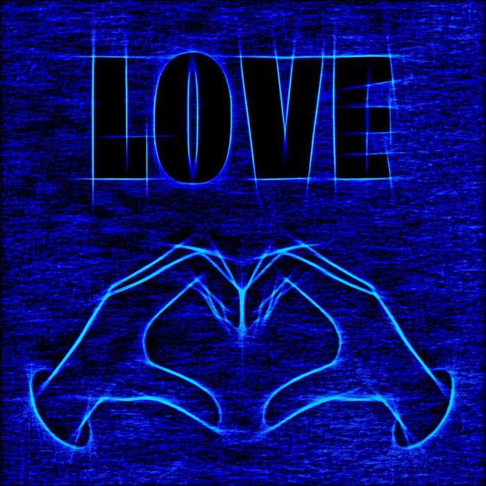 love heart hands blue art