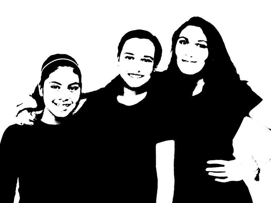 silhouettes girls smile people