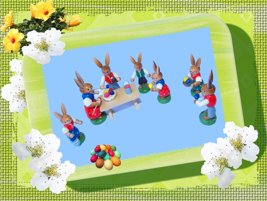 easter happy figures painting