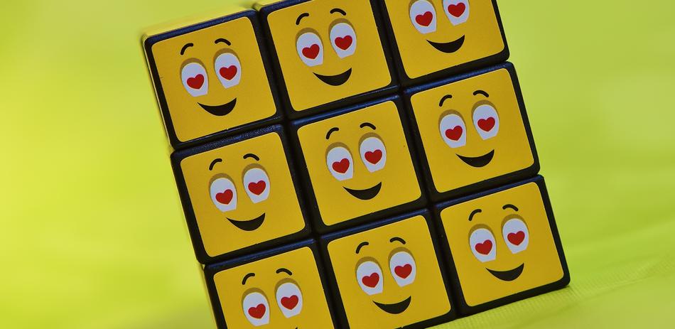 cartoon smiley on cubes